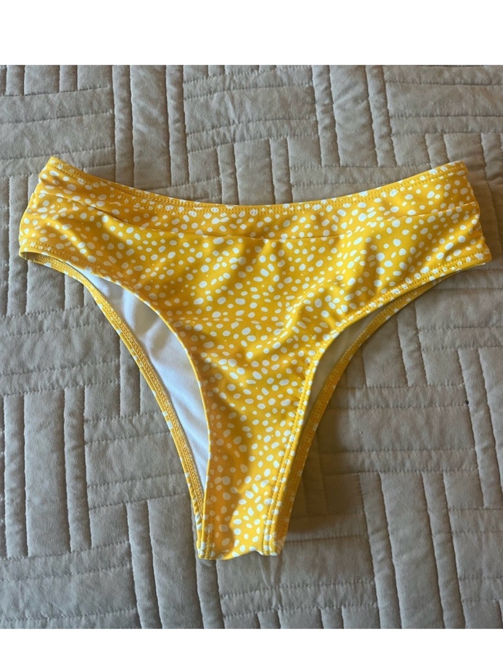 SHEIN Bright Yellow Polka Dot Bikini Bottoms
